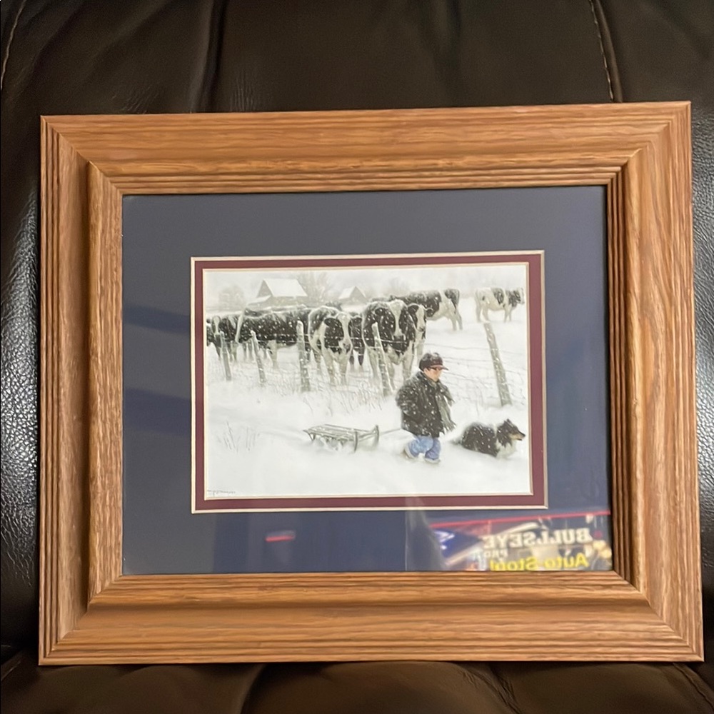 Framed Art Print with Brown Frame